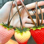 Seedless Big Strawberry Pendant With Leather Cord, realistic simulation strawberry decorative bag charm