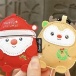 Christmas Mini Coin Purse Keychain, cute Santa Claus leather texture mini storage bag pendant