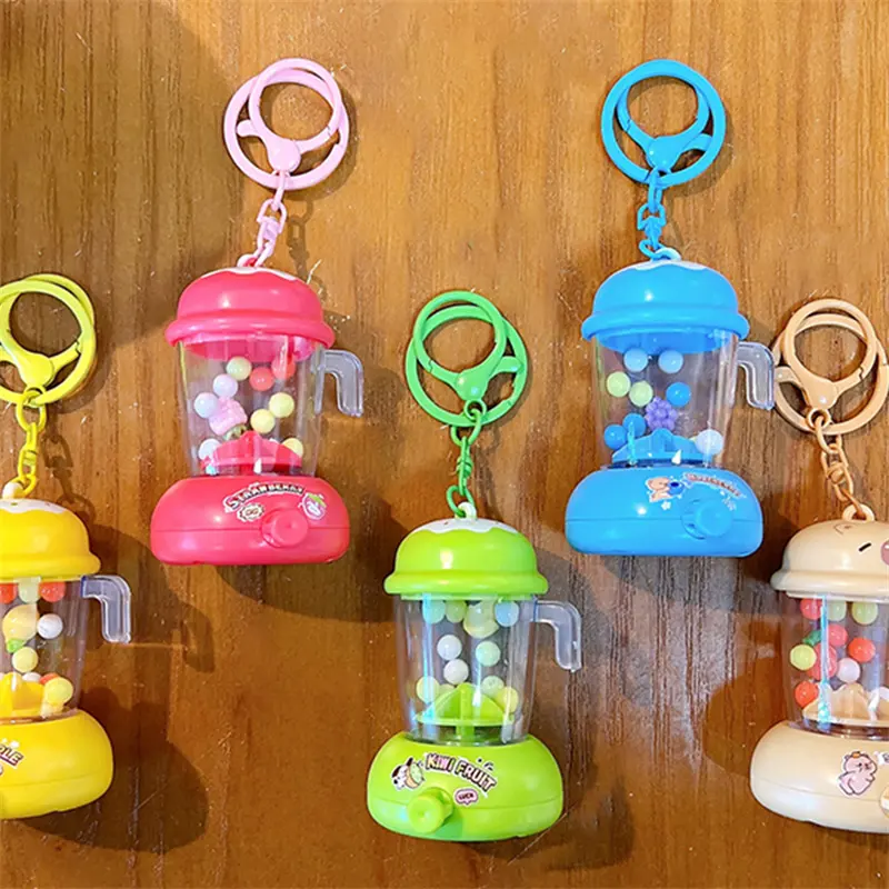 Mini Strawberry Juicer Shaking Bead Keychain, cute simulation juicer shaking bead portable bag charm