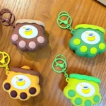 Cartoon Paw-Shaped Creative-Style Keychain, cute squeeze fidget bag pendant with coconut drink pattern