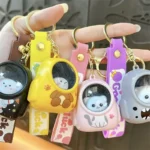 Bear Schoolbag Night Light Keychain, cute luminous atmosphere glow Ins style bag pendant