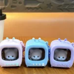 Creative Cat TV Keychain With Light, retro mini TV luminous cute cat bag pendant