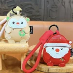 Christmas Mini Coin Purse Keychain, cute Santa Claus leather texture mini storage bag pendant