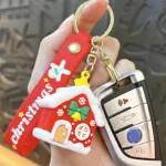 Christmas Small Gift Keychain, cute 3D Santa Claus festive bag charm with Christmas wrist strap