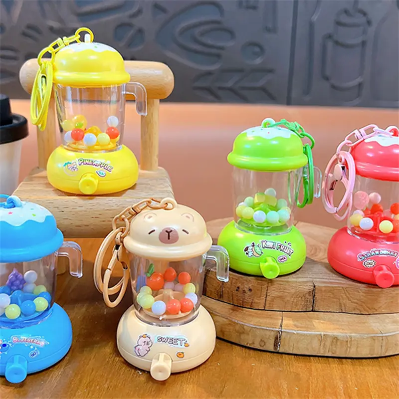Mini Strawberry Juicer Shaking Bead Keychain, cute simulation juicer shaking bead portable bag charm