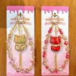Double-Sided Lucky Cat Pendant Beaded Lanyard, oriental lucky cat crystal bead phone lanyard and bag charm