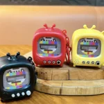 Retro-Style Mini TV Keychain With Light And Sound, nostalgic color test pattern bag pendant