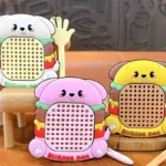 Hamburg Dog Magnetic Steel Bead Drawing Board Keychains, cute multi-play stress relief bag pendant