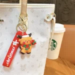 Christmas Small Gift Keychain, cute 3D Santa Claus festive bag charm with Christmas wrist strap