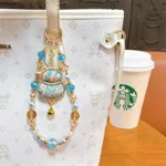 Song Brocade Double-Sided Lucky Cat Beaded Lanyard, traditional Chinese auspicious lucky cat crystal bead bag & phone charm