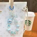 cartoon hand‑painted beaded mobile phone chain pendant hello kitty pink beaded phone charm