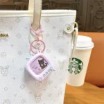 Creative Cartoon Mini Flashing TV Keychain, cute retro luminous TV bag pendant for kids schoolbag