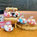 pink moon cute bear quicksand keychain floating liquid bag charm wholesale