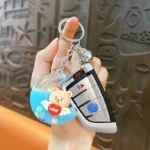 pink moon cute bear quicksand keychain floating liquid bag charm wholesale