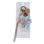Cute Laser Bear Keychain, Kawaii Phone Charm With Pom Pom Tassel