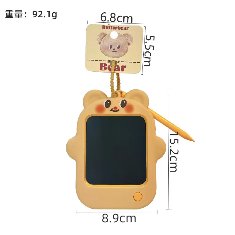 Bear Drawing Board Keychain, cute Butterbear electronic LCD doodle bag pendant for kids