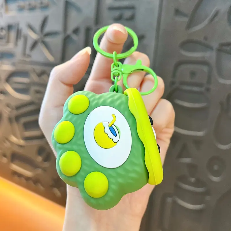 Cartoon Paw-Shaped Creative-Style Keychain, cute squeeze fidget bag pendant with coconut drink pattern