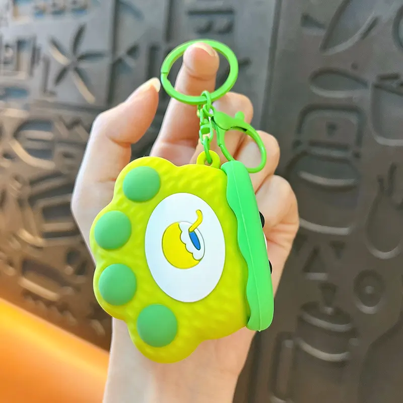 Cartoon Paw-Shaped Creative-Style Keychain, cute squeeze fidget bag pendant with coconut drink pattern