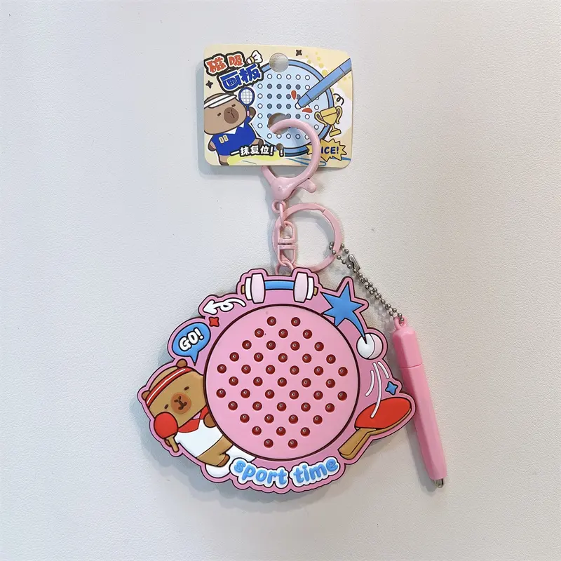 Capybara Sports Magnetic Board Keychain, cartoon capybara sports theme magnetic drawing bag pendant