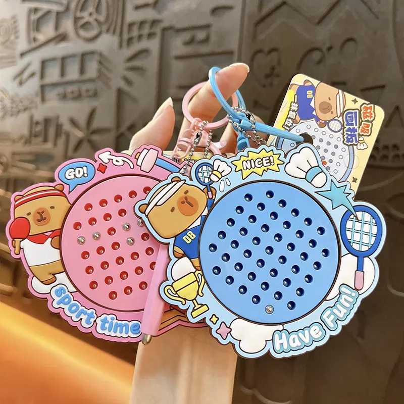 Capybara Sports Magnetic Board Keychain, cartoon capybara sports theme magnetic drawing bag pendant