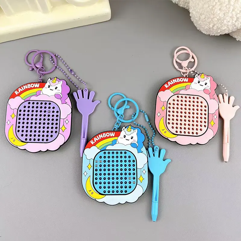 Creative Magnetic Steel Bead Drawing Board Keychains, unicorn rainbow stress relief schoolbag pendant