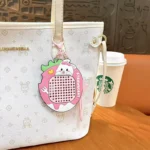 Strawberry Rabbit Magnetic Steel Bead Drawing Board Keychains, cute multi-function stress relief bag pendant
