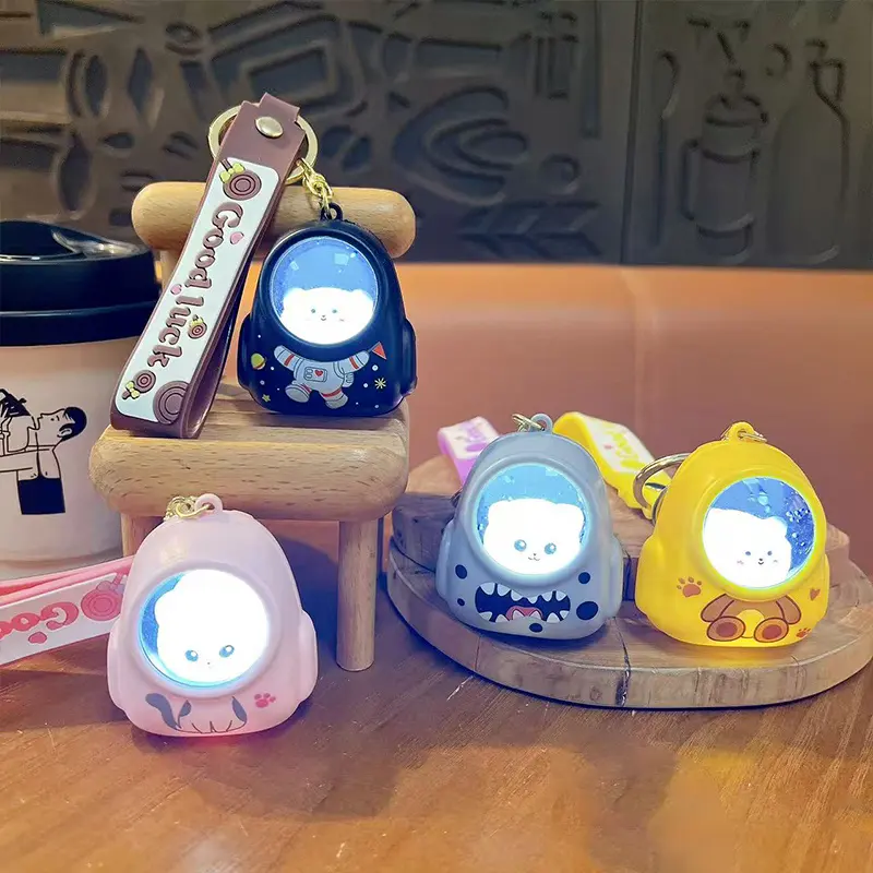 Bear Schoolbag Night Light Keychain, cute luminous atmosphere glow Ins style bag pendant