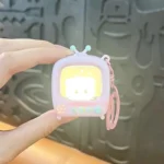 Creative Cat TV Keychain With Light, retro mini TV luminous cute cat bag pendant