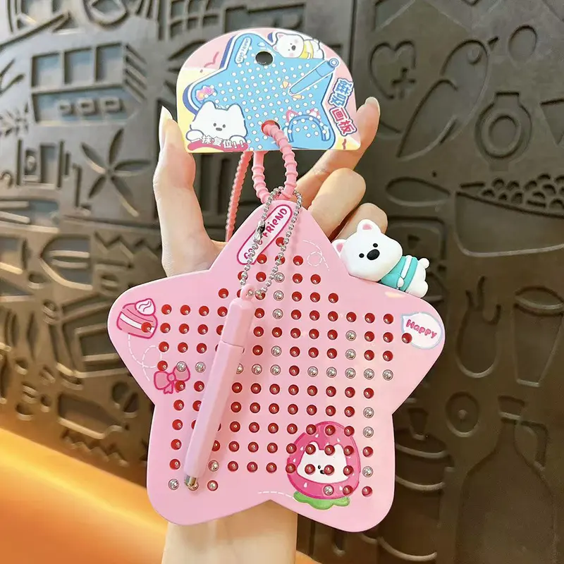 West Highland White Terrier Star-Shaped Magnetic Drawing Board Keychain, kids portable magnetic doodle bag charm