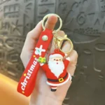 Christmas Small Gift Keychain, cute 3D Santa Claus festive bag charm with Christmas wrist strap