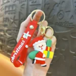 Christmas Small Gift Keychain, cute 3D Santa Claus festive bag charm with Christmas wrist strap