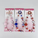 Hello Kitty Red & White Beaded Phone Chain, retro kawaii beaded wrist strap with Hello Kitty enamel charms