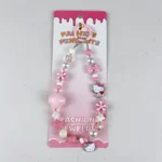 Hello Kitty Red & White Beaded Phone Chain, retro kawaii beaded wrist strap with Hello Kitty enamel charms
