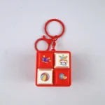 4-Key Fidget Cube Keychain, cute cartoon clicky sensory stress relief bag charm