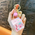 Cute Cartoon Mini 3x3 Rubik's Cube Keychain, Rotatable Fidget Toy with Bell, Portable Stress Relief Gift for Kids & Adults - Image 3