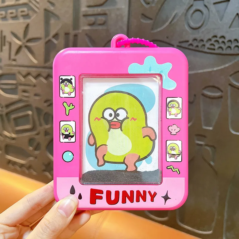 Cute cartoon magnetic drawing board keychain, mini erasable doodle pad toy for kids