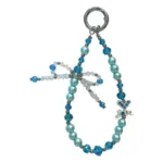 Fashion Red Blue Green Crystal Bow Beaded Mobile Phone Chain