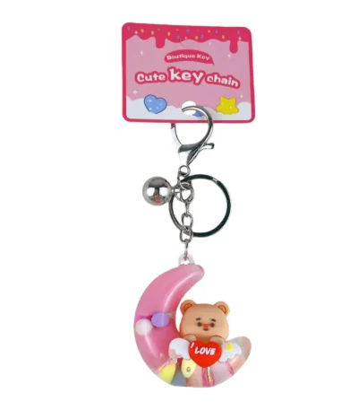 pink moon cute bear quicksand keychain floating liquid bag charm wholesale