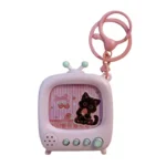 Creative Cartoon Mini Flashing TV Keychain, Simulated Internet-Famous Cute Children's Schoolbag Pendant, Claw Machine Accessory