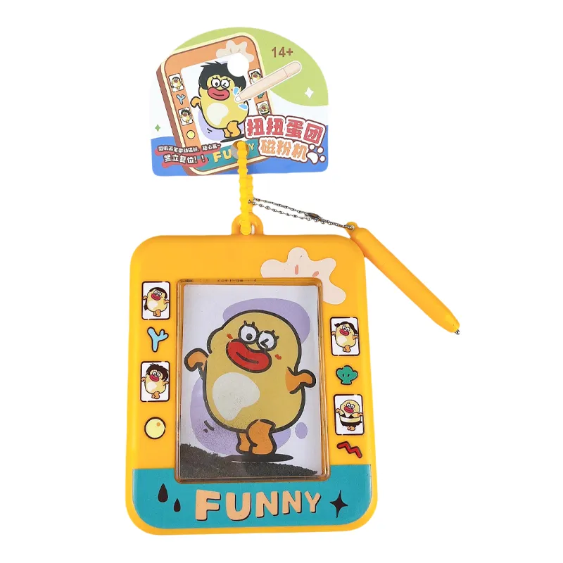 Cute cartoon magnetic drawing board keychain, mini erasable doodle pad toy for kids