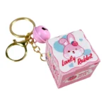 ni 3x3 Rubik's Cube Keychain, kawaii rotatable fidget toy with bell charm