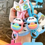 Cartoon Panda Hand Strap Key Chain Cute Couple Schoolbag Backpack Key Pendant