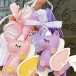 Macaron Double-Sided Unicorn Bag Charm Keychain Cute Girly Lace Bow Bag Pendant