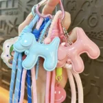 Macaron Sweet Puppy Lanyard Bag Charm Cute Girly Dog Shape Keychain Pendant