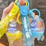 Cute Liquid Quicksand Pendant Rocket Acrylic Car Keychain Cartoon Floating Bag Charm