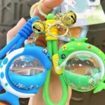 Cute Quicksand Marine Animal Acrylic Whale Keychain Liquid Sand Ocean Dolphin Bag Charm