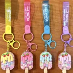 Creative New Cream Candy Bean Ice Cream Keychain Cute Floating Beads Popsicle Bag Pendant