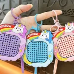 Purple Unicorn Magnetic Steel Bead Drawing Board Keychain, Mini Stress Relief Fidget Toy Bag Charm