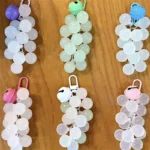 Purple Light Sensitive Color Changing Grape Beaded Keychain with Bell, Cute Bag Charm