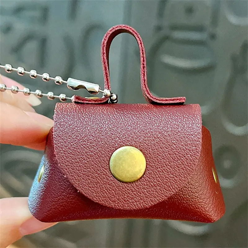 retro eiffel tower bag keychain, vintage woven lanyard with mini leather pouch bag charm